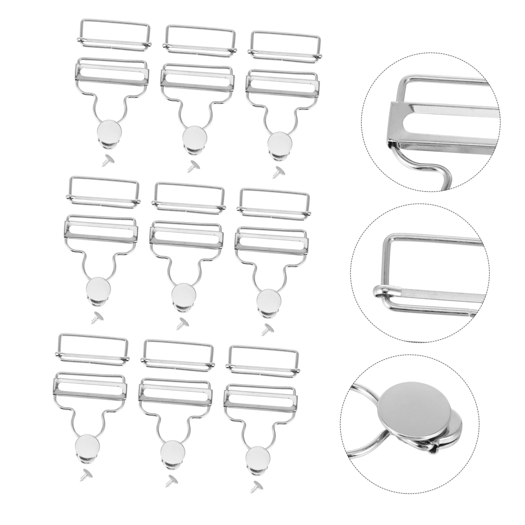 Boucles de Bretelles en Métal Argenté 50 Ensembles pour Salopettes | Crochets Réglables, Finition Soignée, pour Paquet à Main et Pantalons en Laine, Usage Maison et Boutique