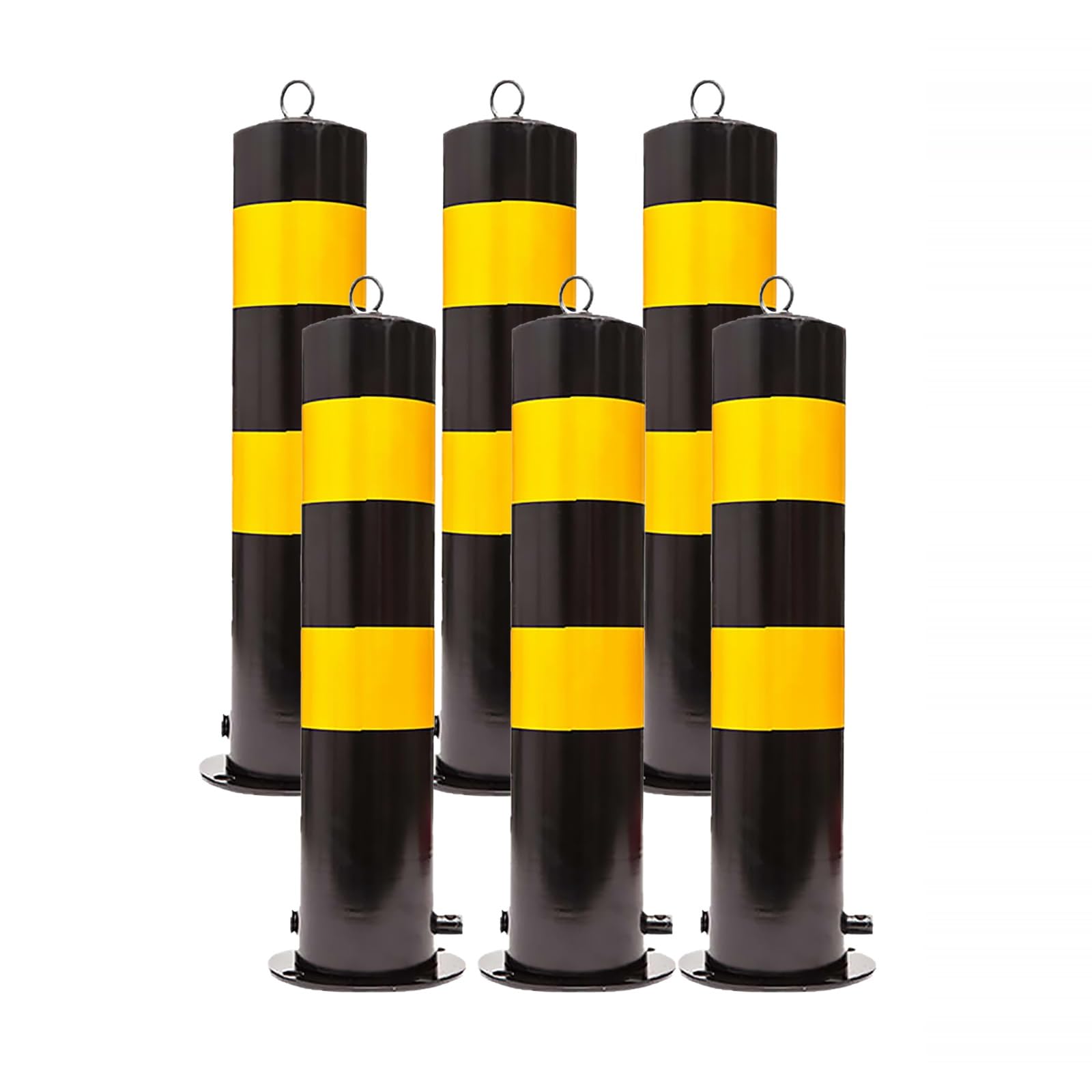 Poteaux de sécurité amovibles en acier jaune réfléchissant en lot de 6 pour barrière de parking
