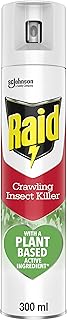 Raid Plant Based Crawling Insect Killer, Aerosol Bug Spray For Indoor Use, Kills and Controls Spiders, Silver Fish, Moths, Crickets, Fleas and Ants, 300 ml