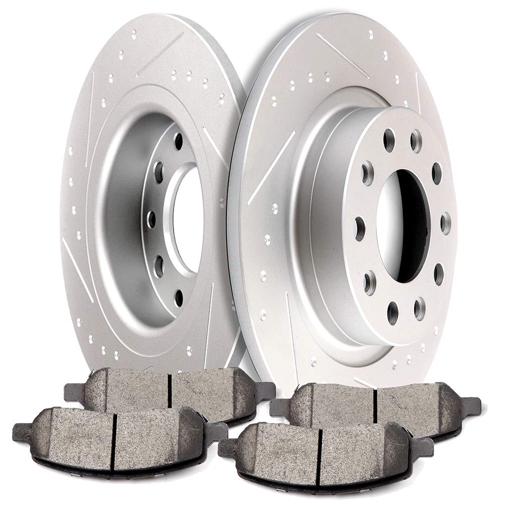 SCITOO Brake Kit Rear Brake Rotors and Ceramic Brake Pads fit for 2013-2016 for Dodge Dart