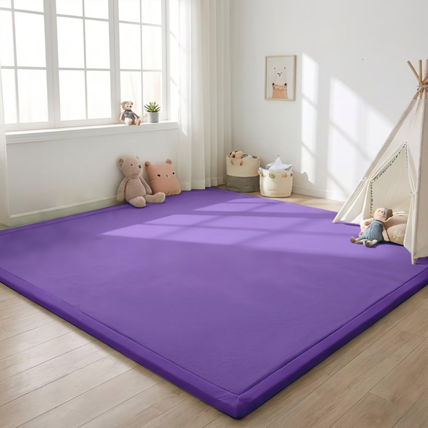 SETHEPACE 2CM Thick Baby Play Mat 120x160CM, Soft Coral Velvet Crawling Mat for Infants&Toddlers, Padded Nursery Rug for Bedroom, Playroom, Living Room, Non-Slip Baby Mats for Floor Play(Purple) — image 1