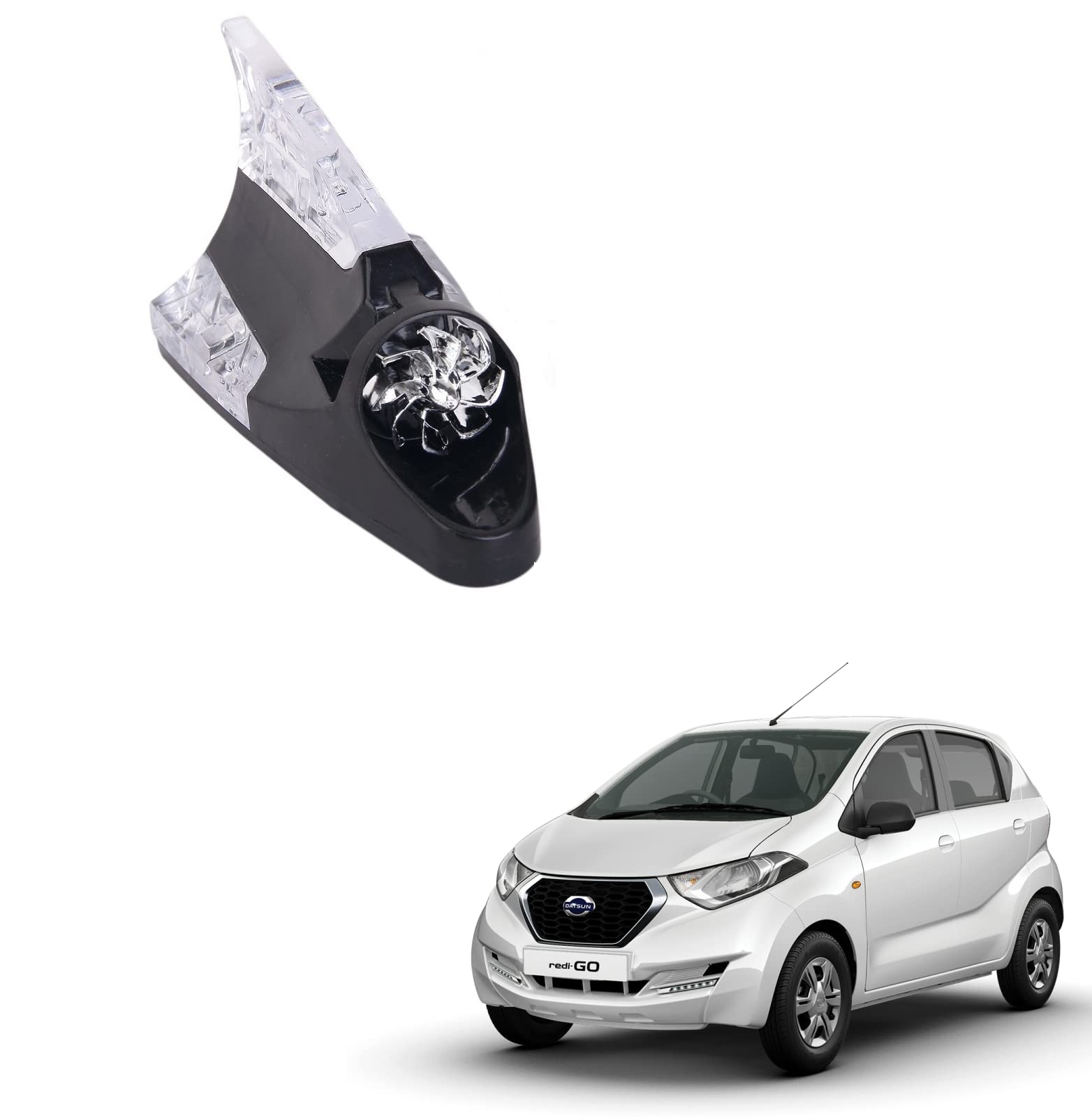 Kozdiko Car Auto Wind Power LED Light Shark Fin Antenna Flash Lamp for Datsun Redi Go
