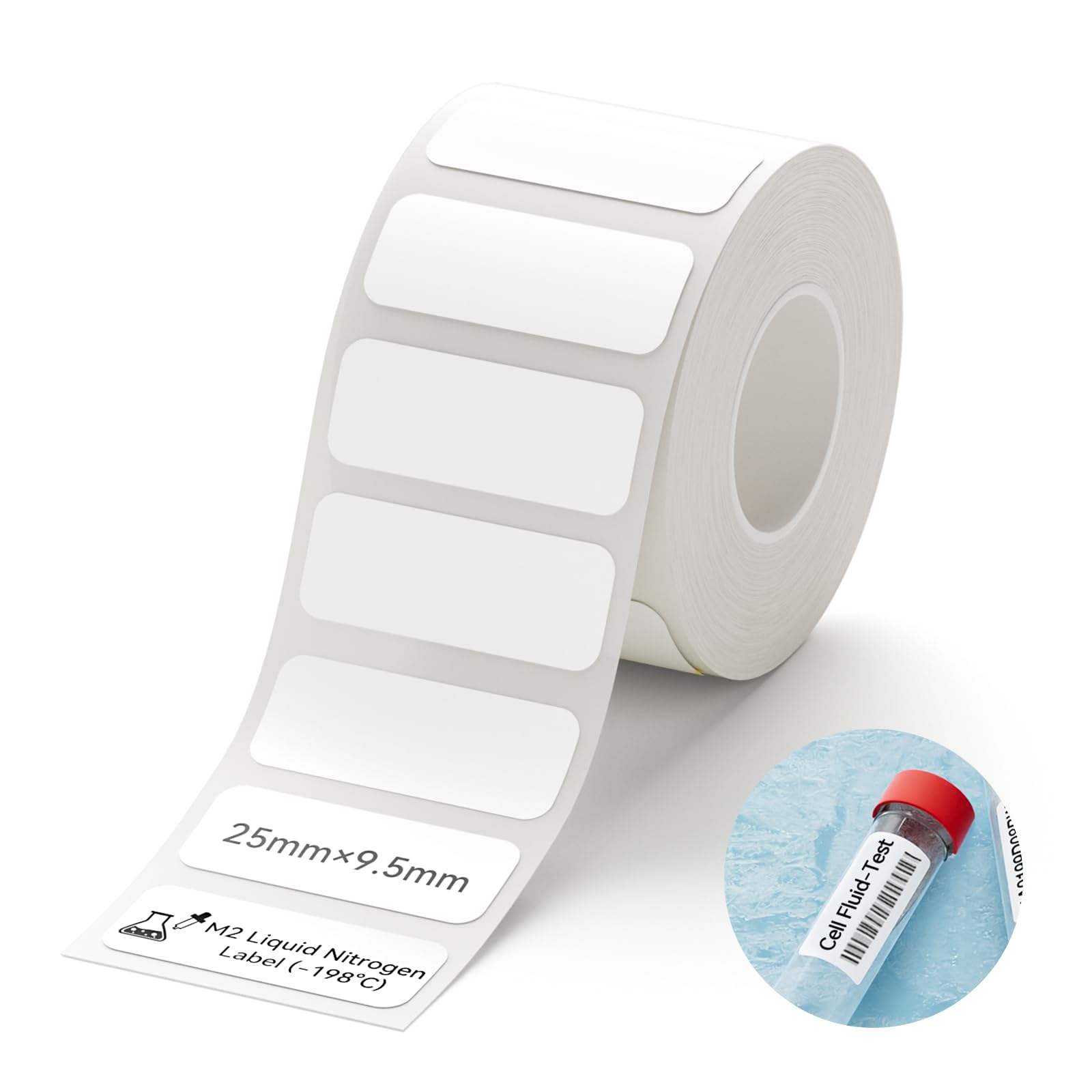NIIMBOT M2/M3 Labels Low-Temperature Label Paper 0.98'' x 0.37'' (385Labels/Roll), Liquid Nitrogen Medical Scientific Research Sample Detection