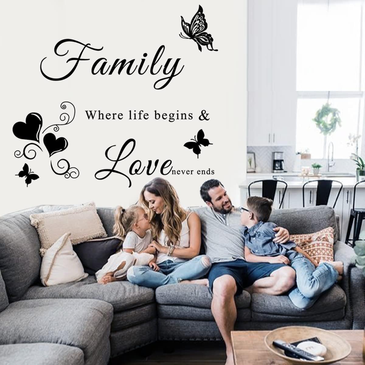 Family Letter Quotes Wall Stickers - Removable Vases & Murals for Living Room, Bedroom, Sofa Backdrop & TV Wall