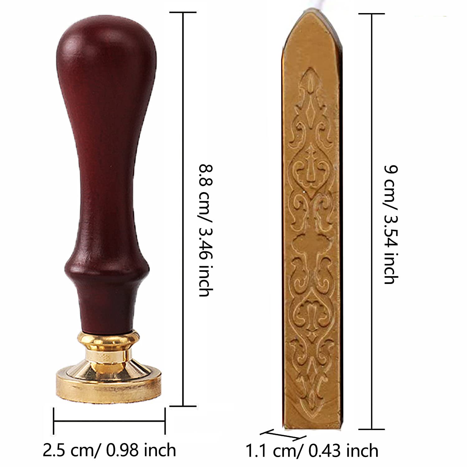 6 Pieces Wax Seal Stamp Kit Sealing Wax Sticks with Wicks Valentine's Day Rose Heart Wax Sealing Stamp with Wood Handle Vintage Manuscript Sealing Sticks for Christmas DIY Craft Letter Gift Decoration