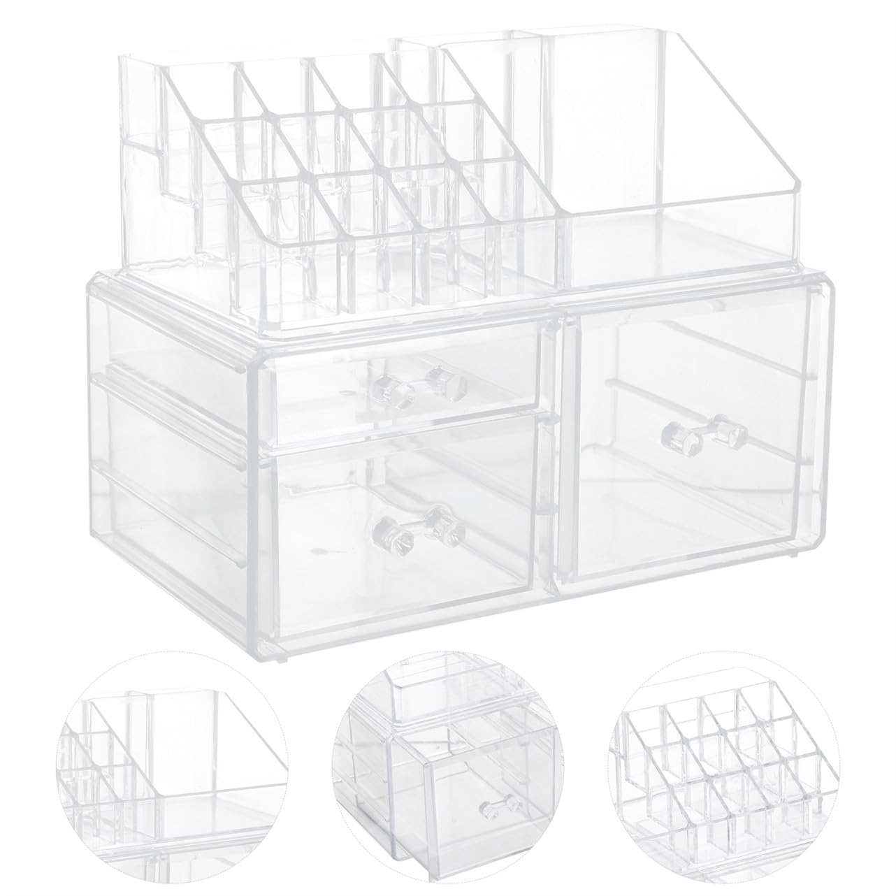 Scatola Portaoggetti da Scrivania Cassetto, Plastico Trasparente | Organizzatore per Toletta, Scomparti Multipli per Pendenti e Orologi, Uso Pratico e Conveniente
