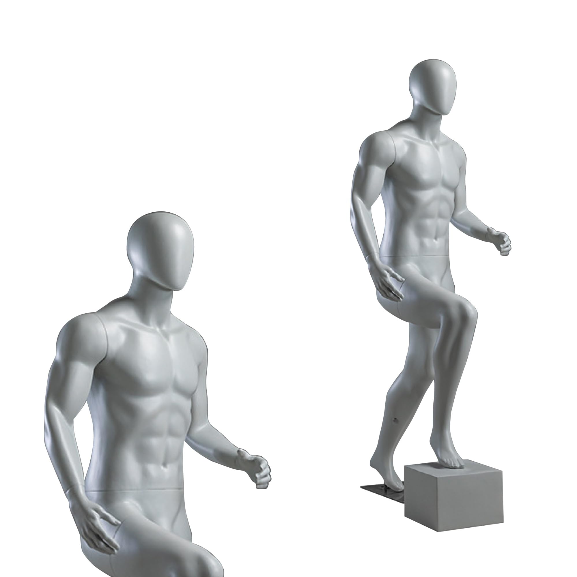 Manichino da Escursionismo Corpo Intero, Espositore Sportivo in Vetroresina (FRP) Bianco e Grigio, Abbigliamento Outdoor Uomo e Donna(Grey,Climb 1 Male)