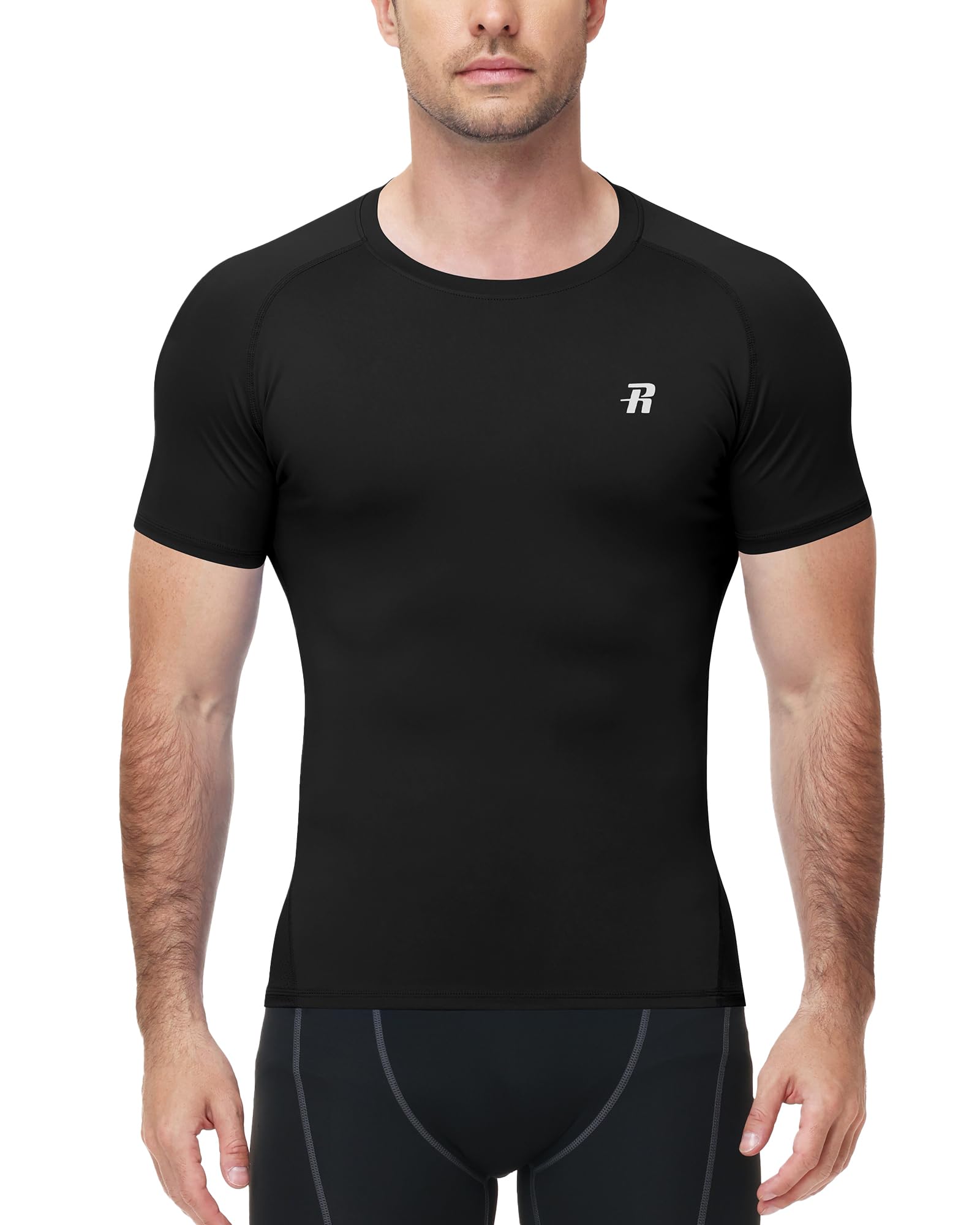 Runhit Kompressionsshirt Herren Kurzarm, Atmungsaktives Sportshirt mit Rücken Mesh, Schnelltrocknendes Compression T-Shirt für Fitness, Laufen & Gym