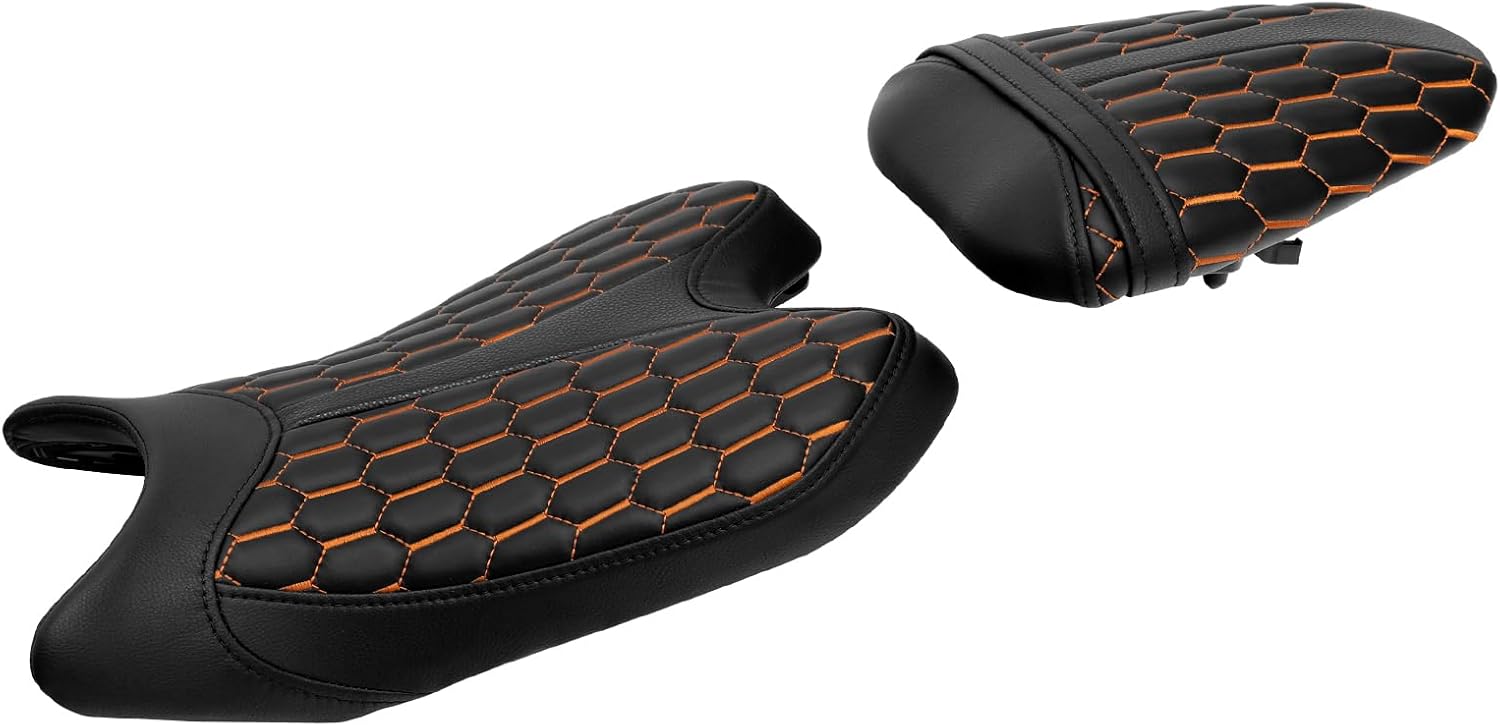 TCMT Black & Orange Rider Driver Passenger Seat Cushion Fit For YAMAHA YZF R6 2008-2016