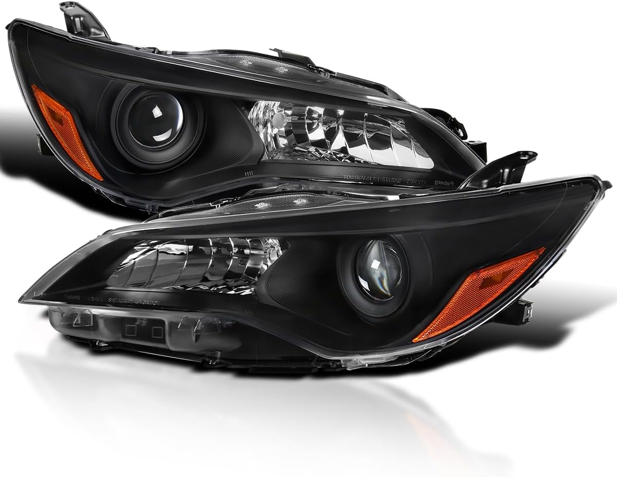 SPEC-D TUNING Black Projector Headlights Compatible with 2015-2017 Toyota Camry, Left + Right Pair Headlamps Assembly