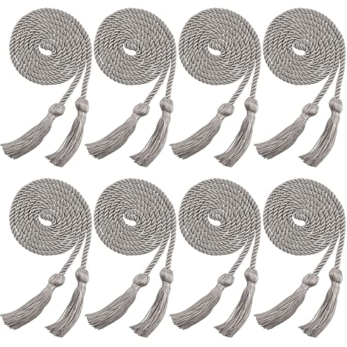 Image of Trounistro 8 Pieces Graduation Cords Yarn Honor Cords with Tassel for College Graduation Students (Gray)