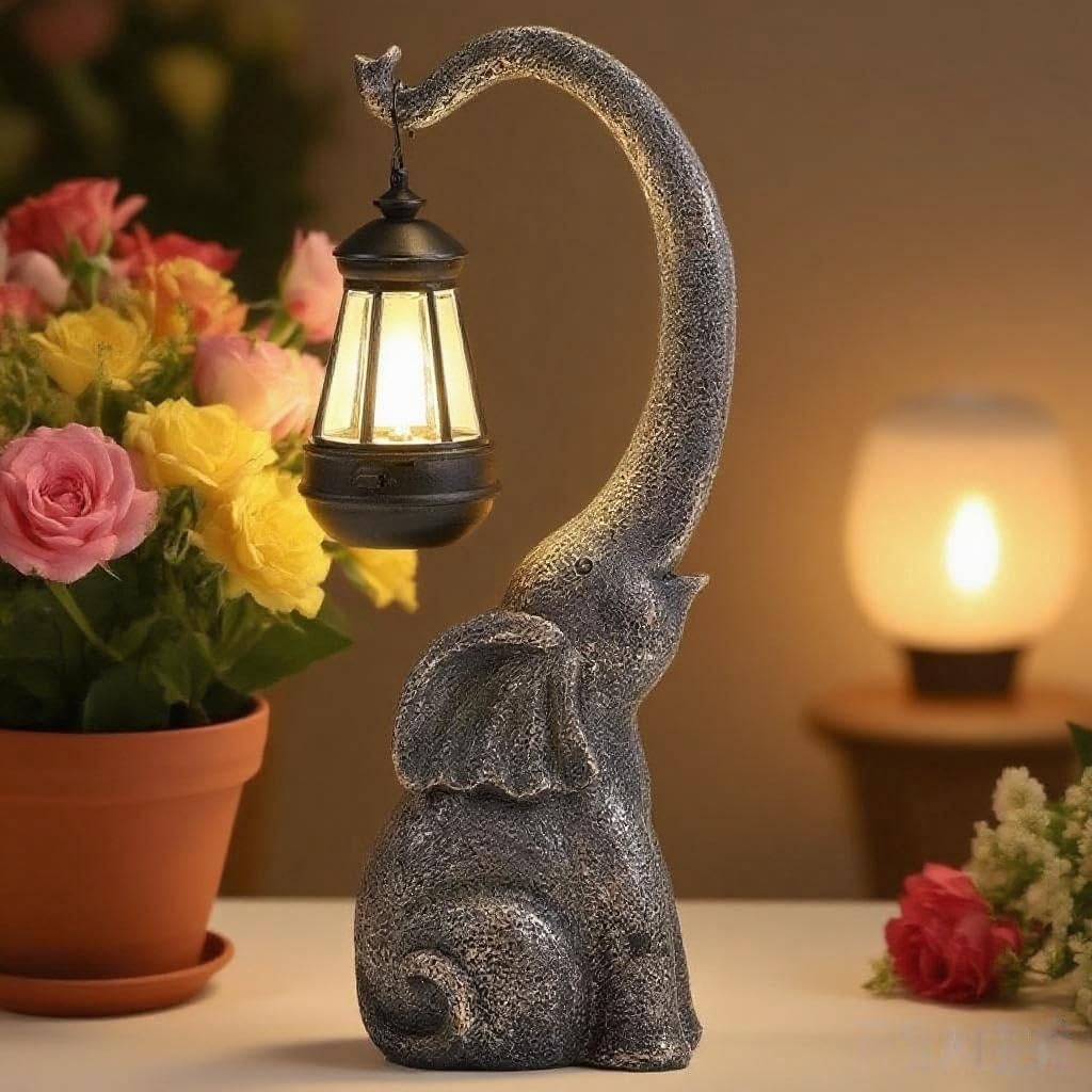 Elephant Garden Statue Solar Lights Outdoor Elephant Statue Porch Decor for Outside Patio Lawn Porch Balcony, Yard Art Lawn Ornaments Elephant Decor Birthday Gifts for Women Mom Grandma Animal Lovers - Image 9