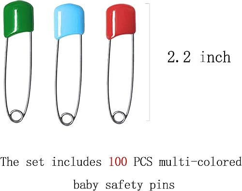 Miniatura 5 de 100 pasadores de pañales de 2.2 pulgadas, pasadores de seguridad para bebés, pasadores de seguridad largos de plástico con cierres de bloqueo,