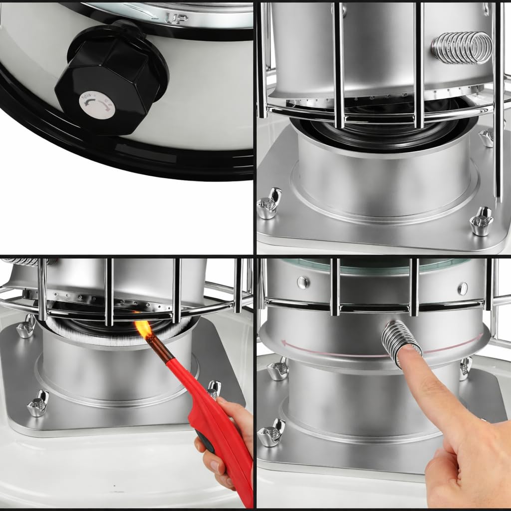Chauffage à Pétrole Portable 2600W (8900 BTU) - Chauffage d’Appoint au Kérosène 6L avec Protection Anti-Basculement, Capteur d’Oxygène et Arrêt Automatique - Idéal Camping, Atelier, Abri