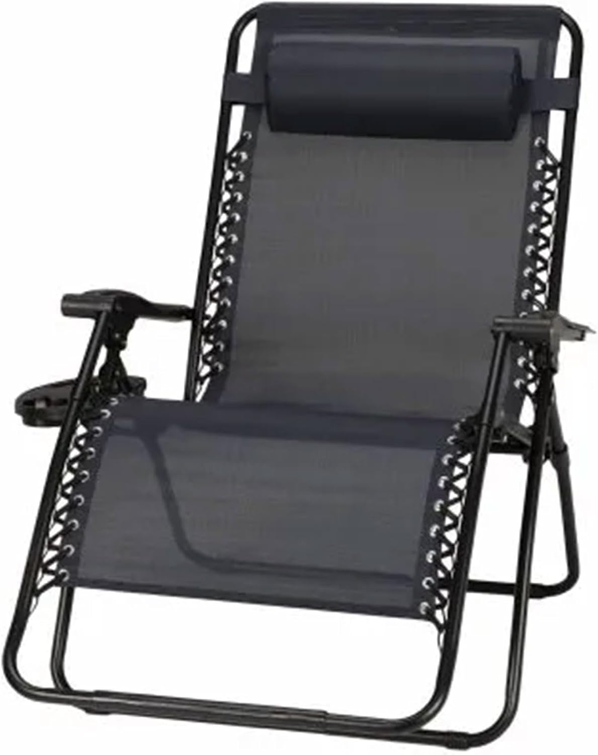 Four Seasons Courtyard Sunny Isles XL Zero Gravity Outdoor Patio Reclining Chair Steel Frame Folding Balcony Lounge Seat Furniture Set, 3 Pack, Black