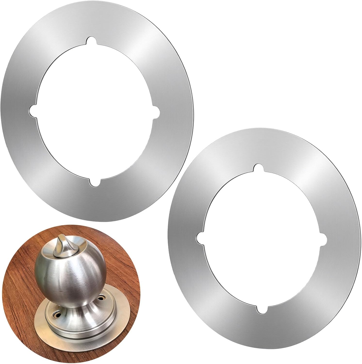 2Pcs Scar Plate Deadbolt Back Plate, 2-1/8" Inner Diameter, 3-1/2" Outer Diameter, Round Door Knob Plates, for Fixing Loose Knobs and Damaged Areas
