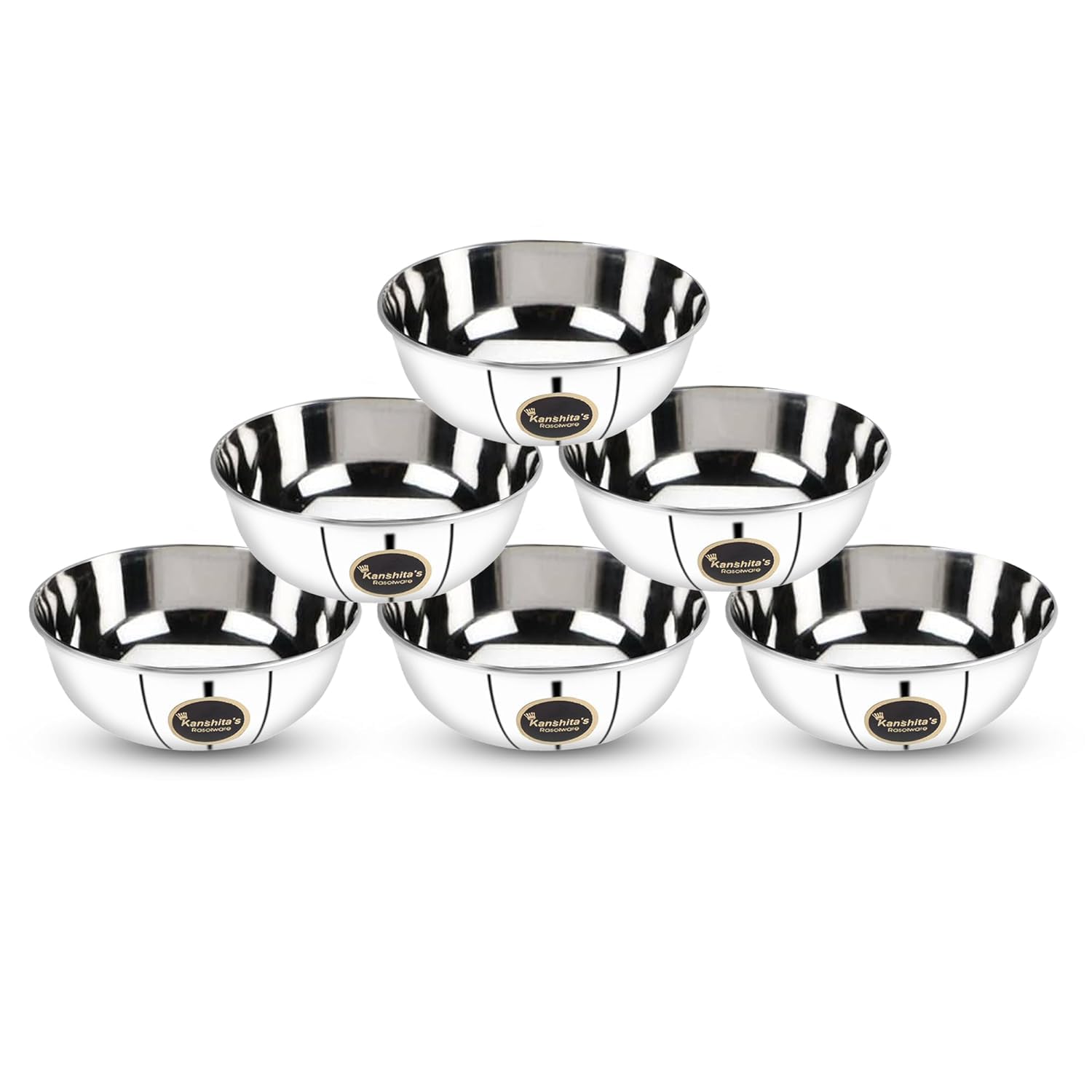 Kanshita's Rasoiware Stainless Steel Heavy Gauge Dal/Sabji Katori Wati Set with Mirror Finish (220 ML Set of 6) 2