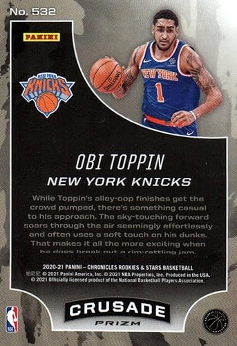 Miniatura 2 de Obi Toppin Rookie Card Crusade Chronicles Rookies & Stars Collectible Basketball Card- 2021 Panini Chronicles Rookies & Stars Basketball Card #532