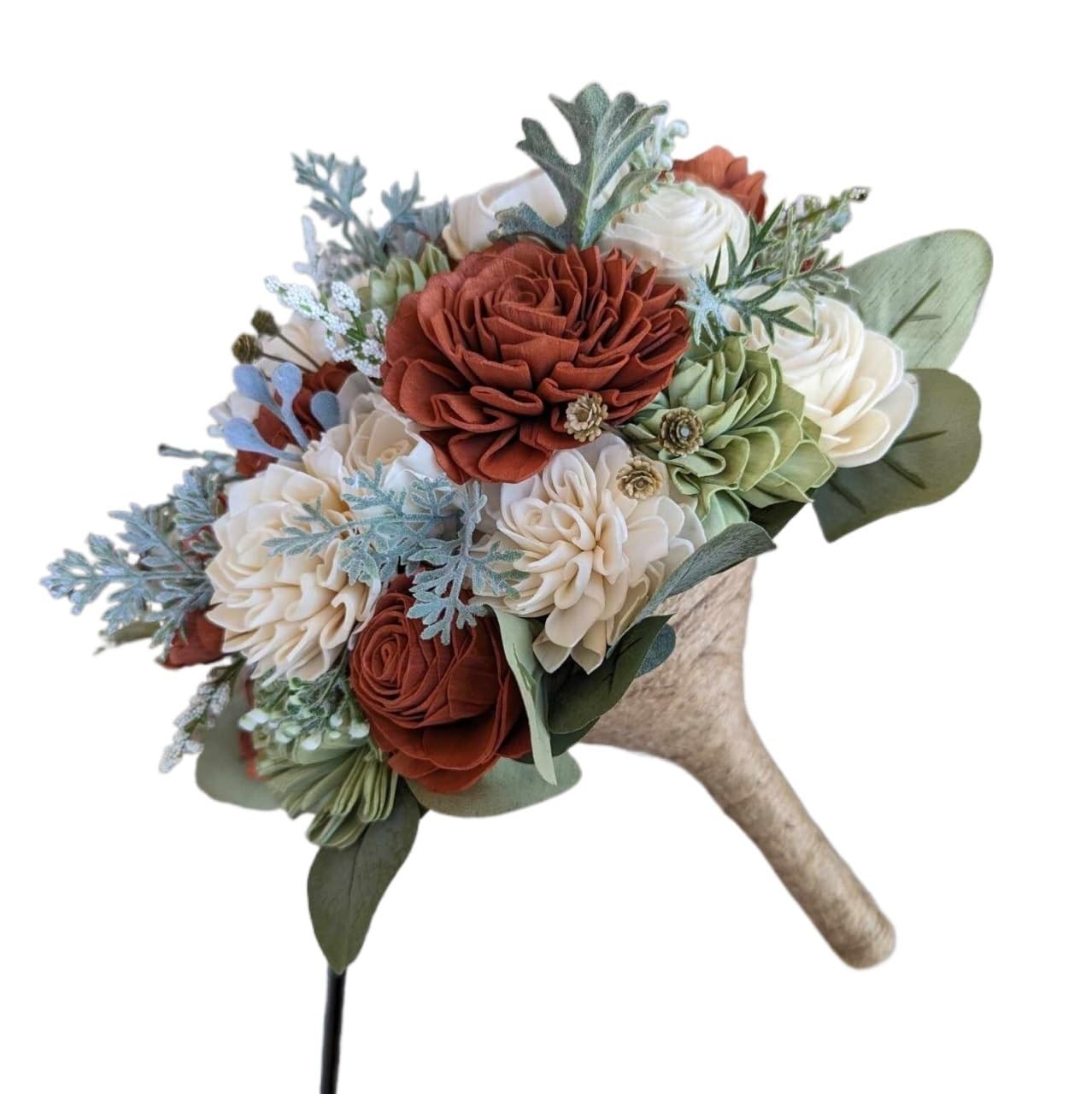 Centre de Table de Noël avec orchidées, Bouquet de Mariage d'automne et d'hiver, Fleurs artificielles Couleur Rouille pour la décoration intérieure (25 cm), Magnifique Tournesol Artificiel