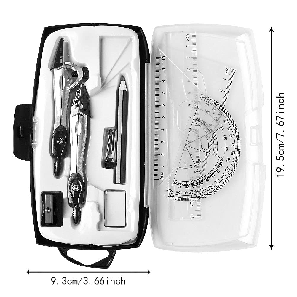 Kit Mathématiques LATRAT 10 Pièces - Compas Métal, Règles, Rapporteur - Pour École Collège Lycée