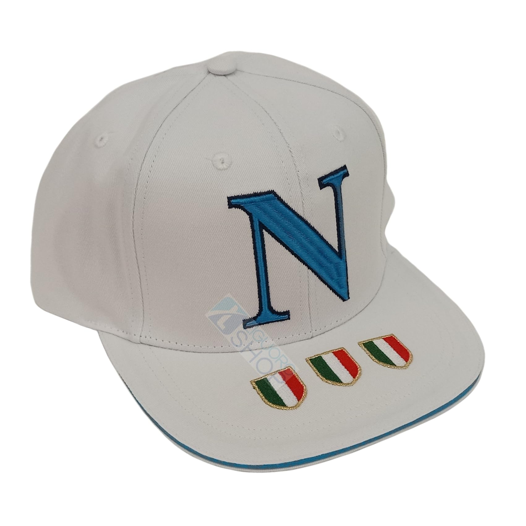 Cappello Tipo Baseball del Napoli 3° Scudetto Campione D'Italia Prodotto Ufficiale Celebrativo Enzo Castellano (Bianco Scudetto su Visiera)