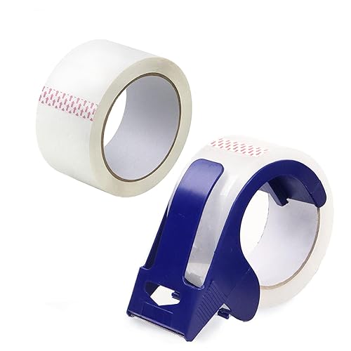 Cinta de embalaje resistente, paquete de 2 con un dispensador, 2.4 mil, 1.88 pulgadas x 110 yardas, repuestos de cinta de embalaje para embalaje,