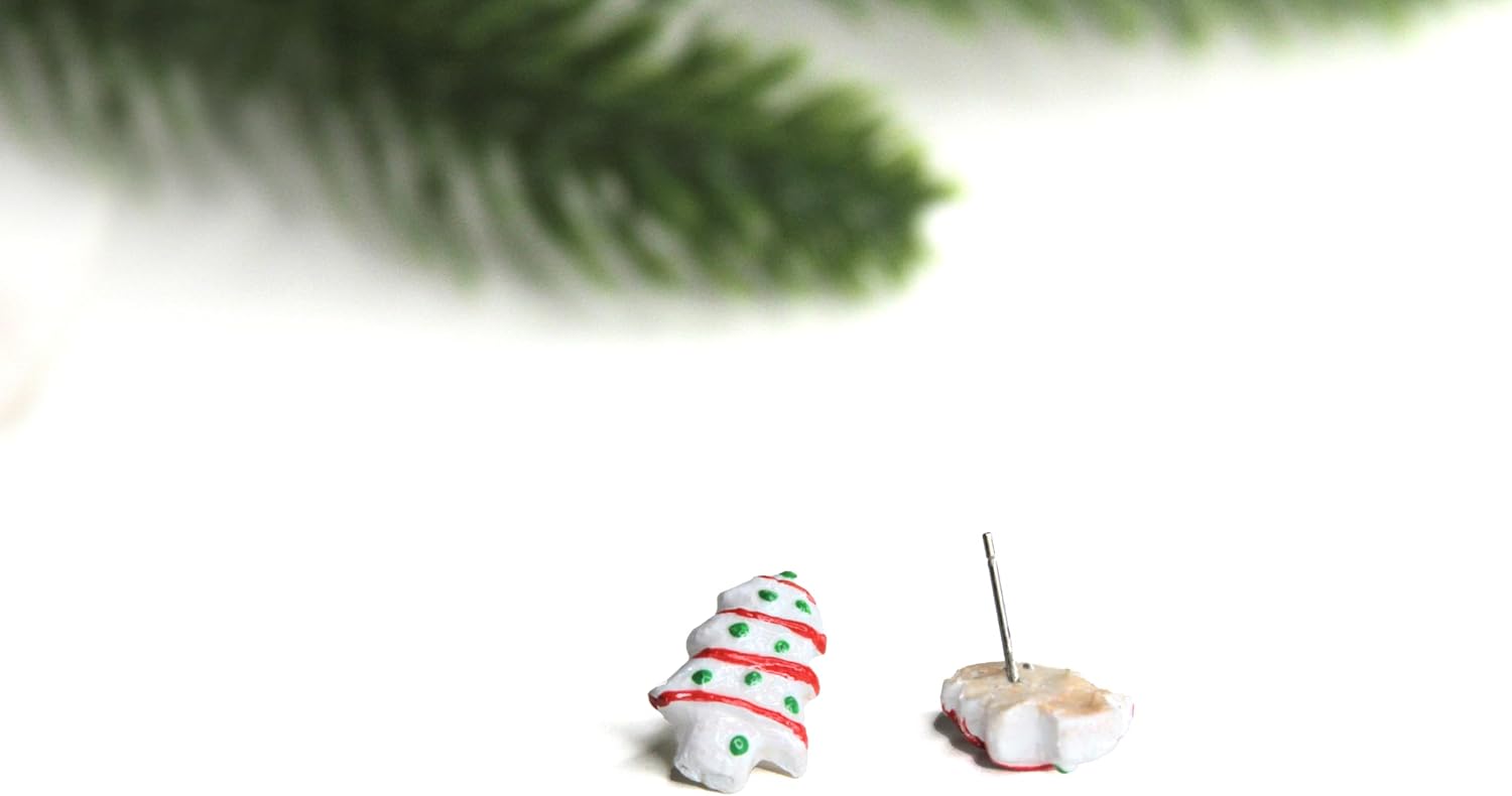 Christmas Cookie Earrings | Holiday Earring studs, Xmas Tree dessert, Festive gift for Her