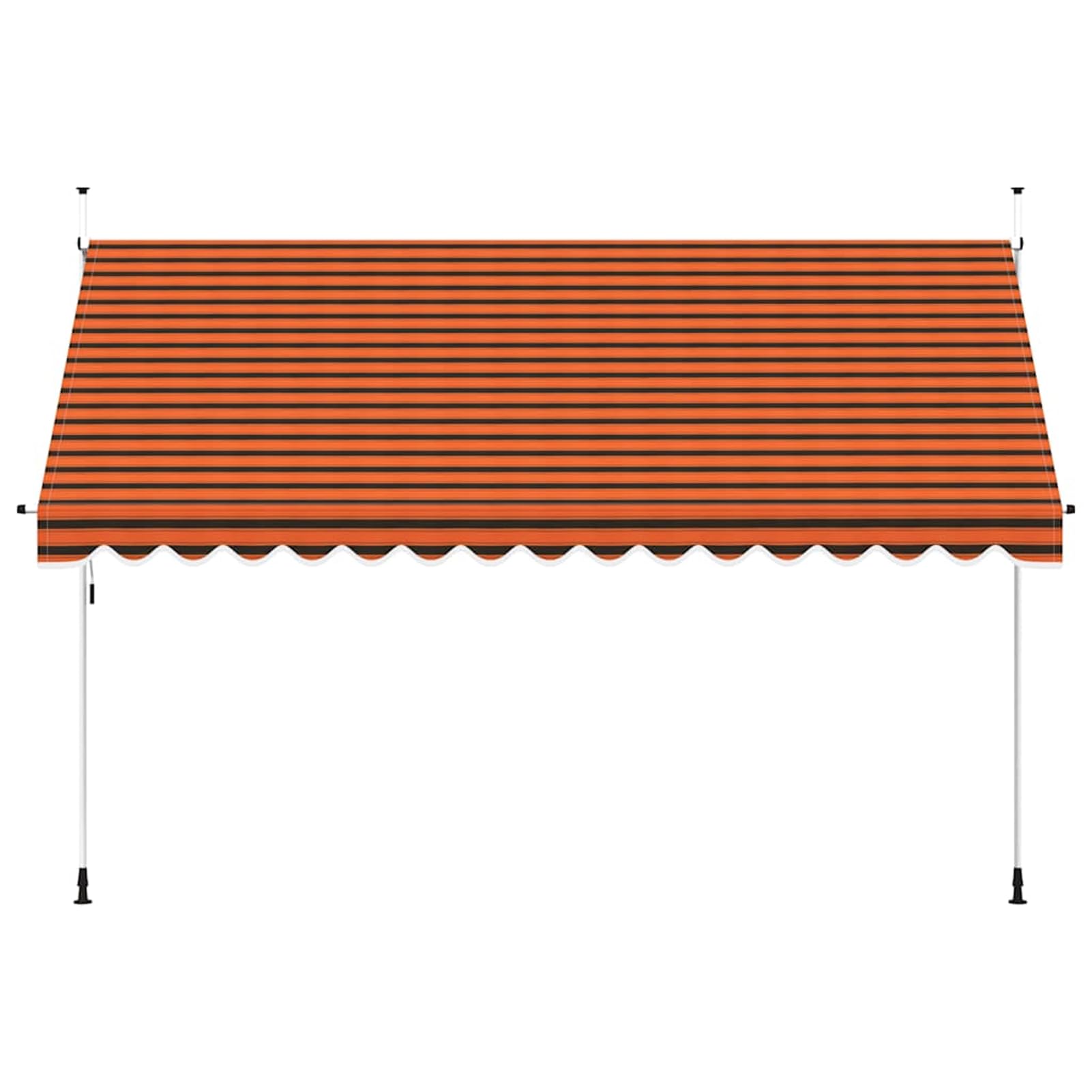 Wysuwana markiza balkonowa, obsługiwana ręcznie, 400 cm, pomarańczowa i brązowa, bez wiercenia, z korbą ręczną, aluminiowa markiza odporna na promieniowanie UV, regulacja wysokości i działanie