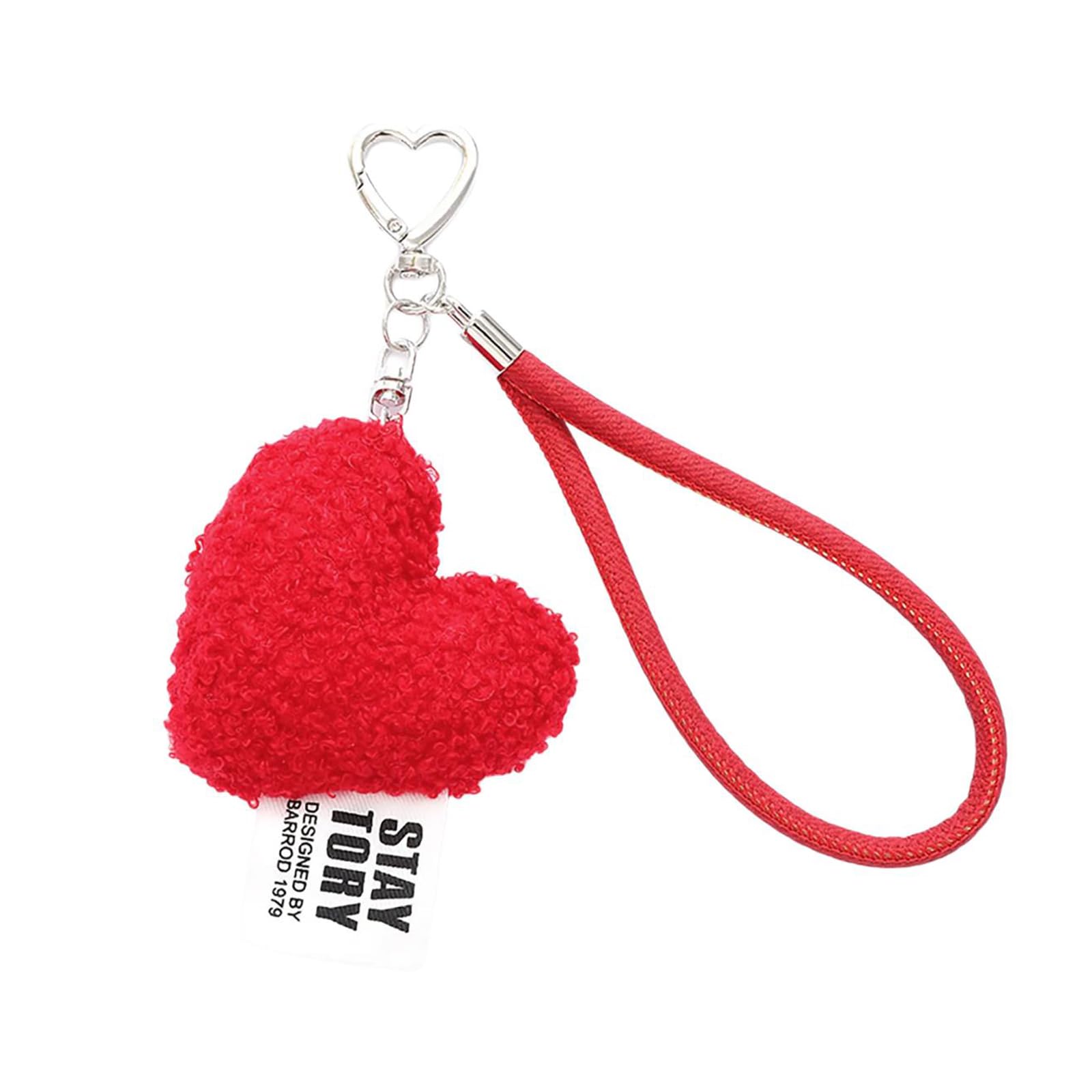 Jazuaiao Heart Wristlet Keychain Sweet Love Pendant Keyring Accessories for Fashion Lover Backpack Coin Purse Decoration Fashion Heart Pendant