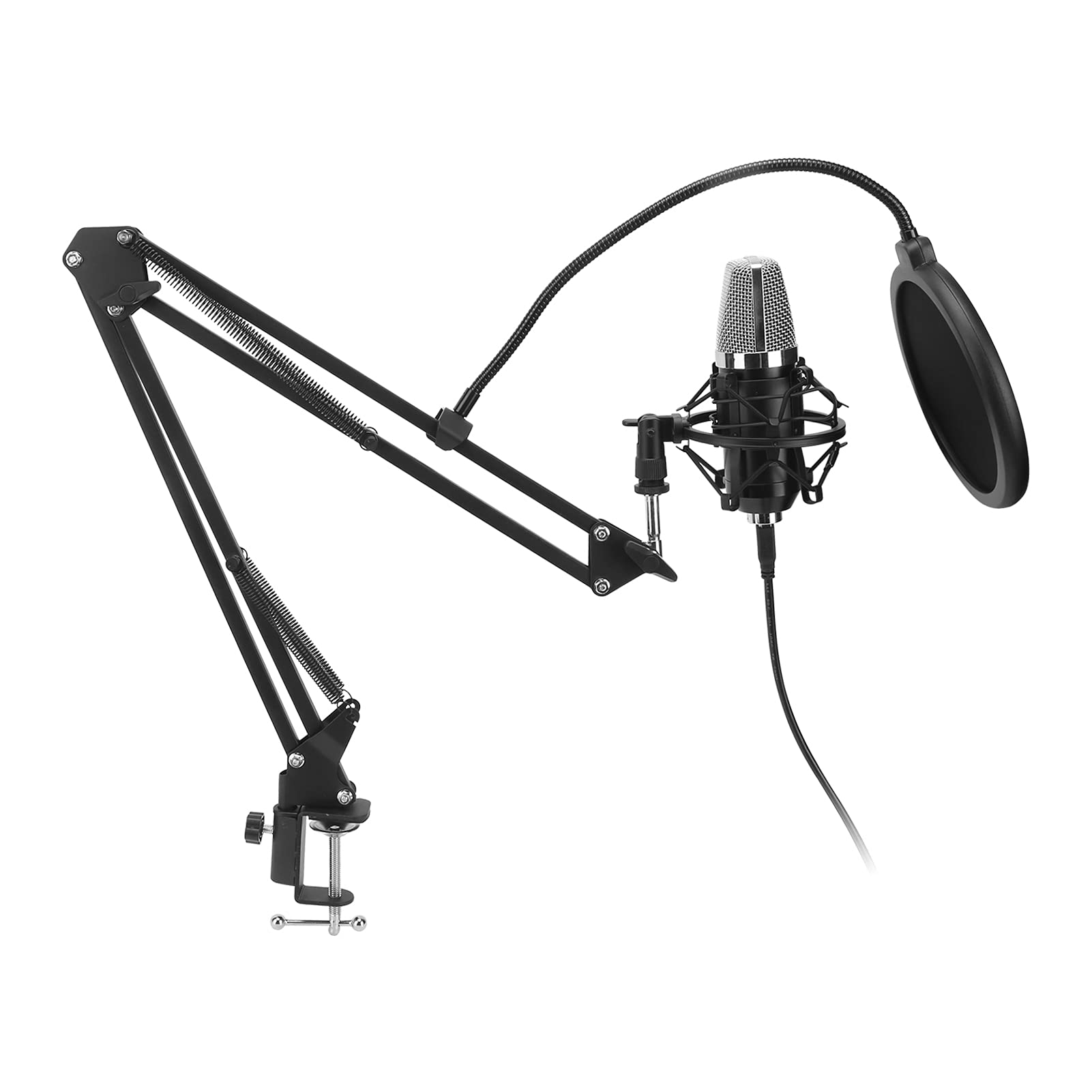 Recording Microphone, Metal Bracket ≤ 2.2kΩ Plug and Play Computer Gaming Mic for Live Studios