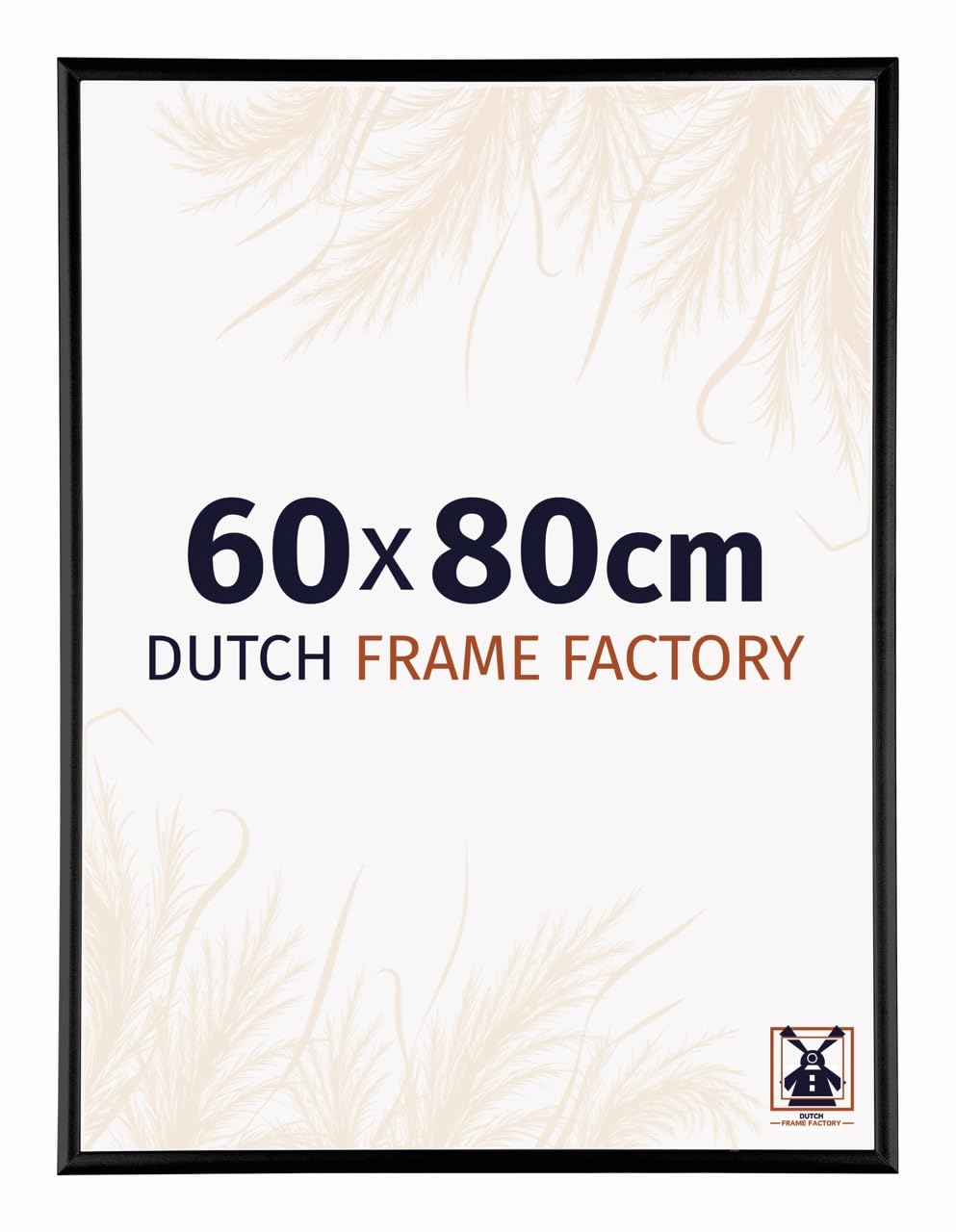 Dutch Frame Factory - Picture frame 60x80 cm - Black High Gloss - Aluminium Picture frame with Antireflex Acrylic glass - Photo frame 60x80 cm - Kampen