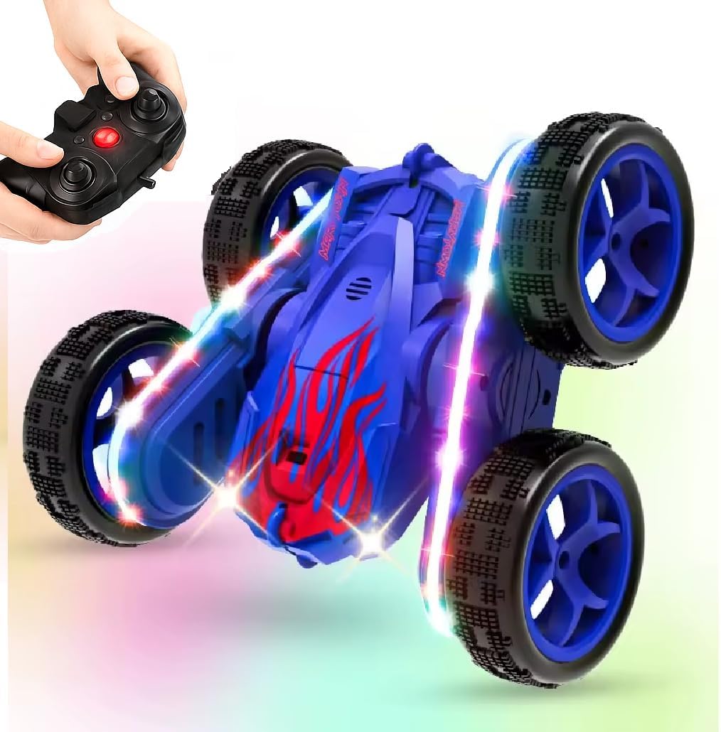 SUPER TOY Remote Control Stunt Car for Kids 360° Double Sided Rotating RC Crawler 4WD Off-Road Drift Car Toy with LED Lights 2.4GHz Remote Rechargeable Battery Shockproof Durable Design Age 6-12-image-48
