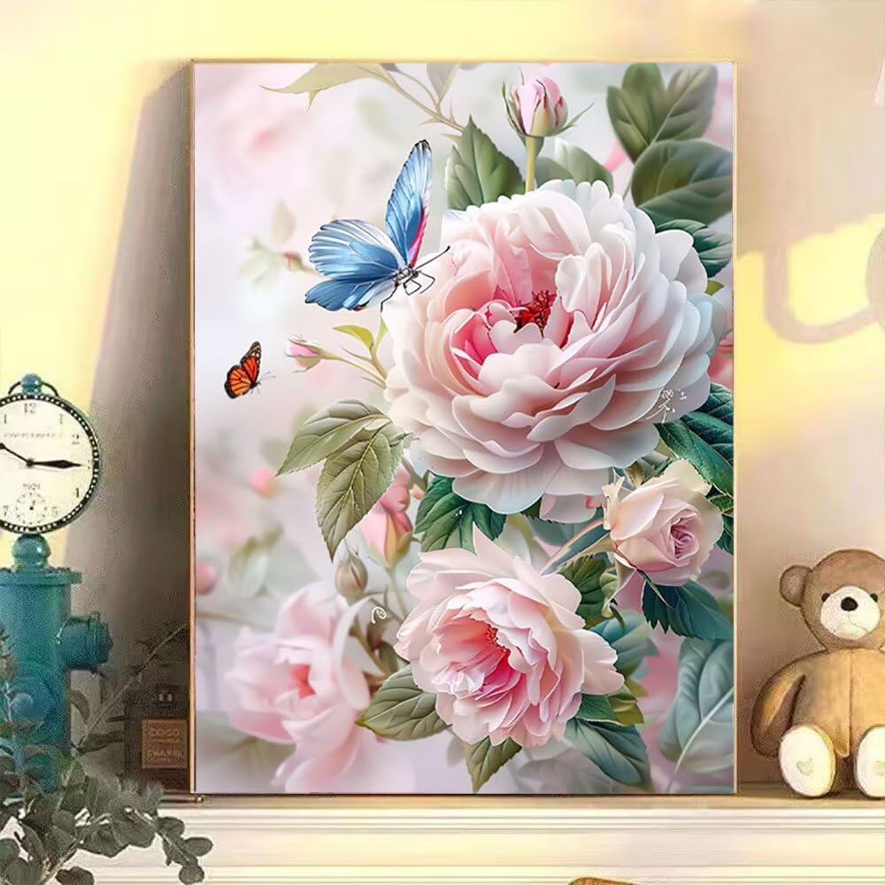 Farba 5D po numerach, zestawy dla dorosłych, piwonia, motyl, dla początkujących, dzieci, bez ramy, spersonalizowane, DIY, kolorowe farby olejne, farby akrylowe, dla chłopców, dziewcząt, dzieci
