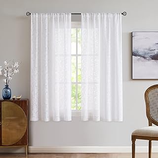 Treatmentex White Sheer Curtains for Windows 63