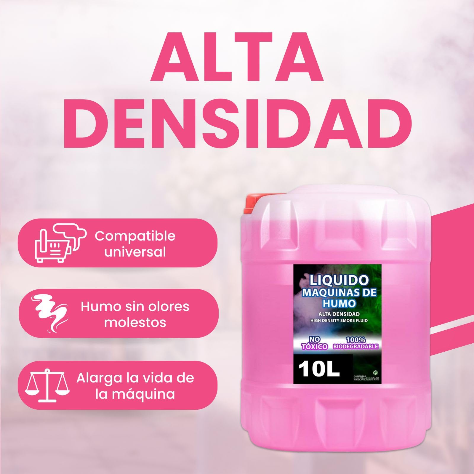 PLANTAWA Líquido Máquina de Humo Alta Densidad 10L | Efecto Niebla Densa y Duradera | Fluido Compatible con Todas las Máquinas de Humo | Ideal para Fiestas, Eventos y Escenarios