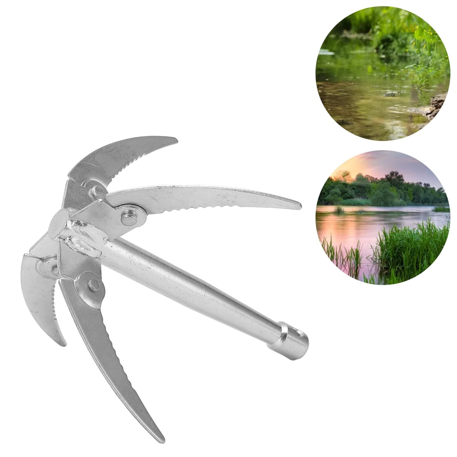 Dilwe Faucille de Pêche Pliable, Couteau à Herbes Aquatiques en Acier Inoxydable avec Corde 10m - Outil de Nettoyage de Poste de Pêche