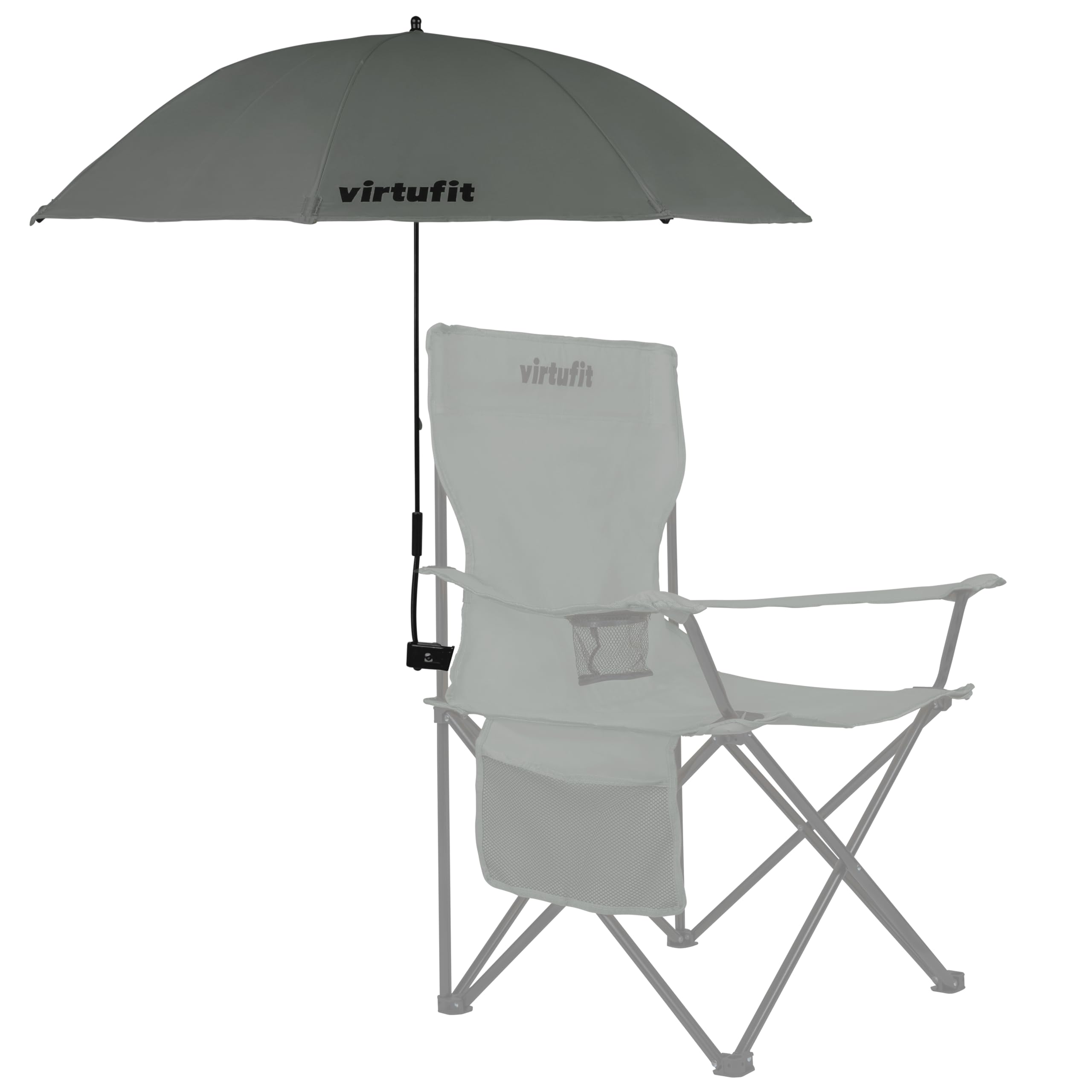 VirtuFit Parasol universel pour chaise – Parasol de camping – Parasol pour chaise avec attache universelle – Disponible en gris et beige, gris, taille unique