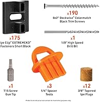 Vista 4 de DeckWise (Negro) Ipe Clip EXTREMEKD - Sujetadores ocultos para cubierta, 1/4 de pulgada de espaciado, acero inoxidable negro #8x2 tornillos