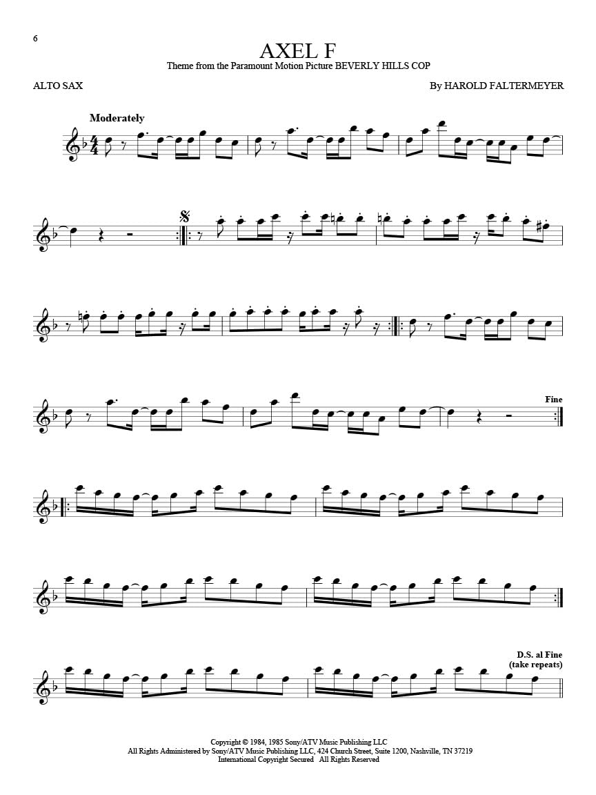 101 movie hits for alto saxophone