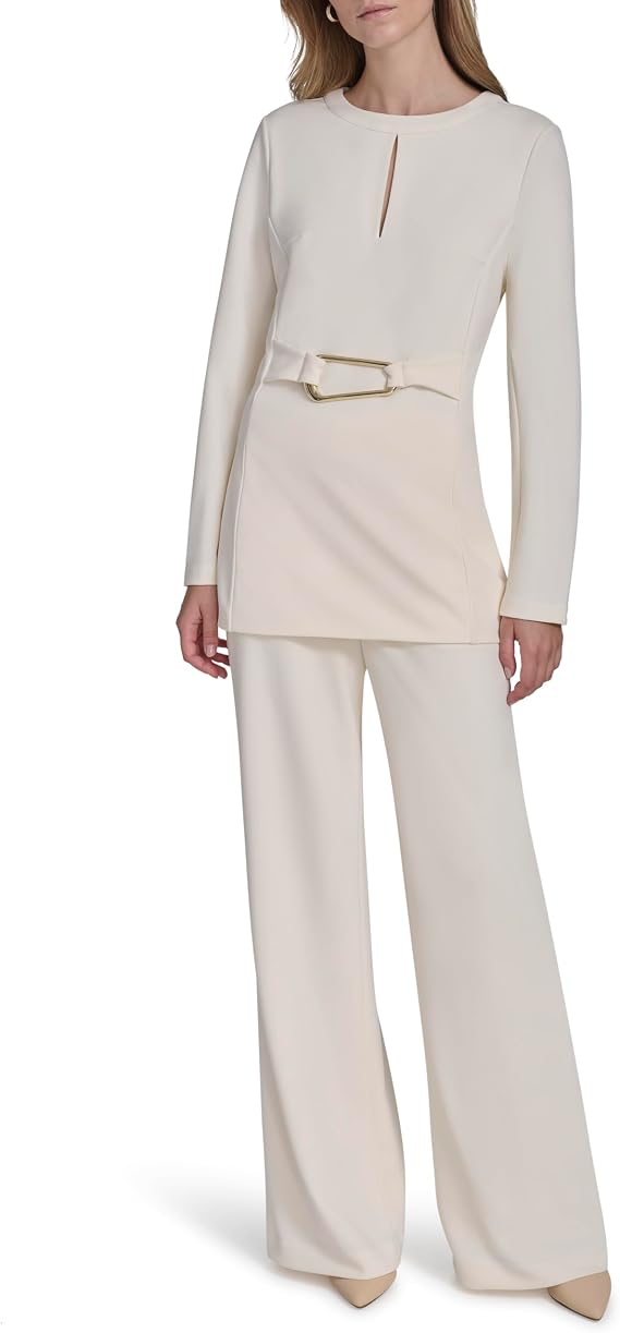 Halston Women's Belted Long Sleeve Top