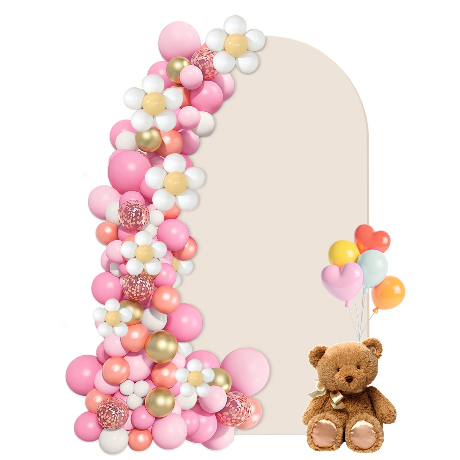Cubierta de fondo de arco, parte superior redonda, fondo de arco de doble cara, cubierta de arco de boda para bodas, decoración de fiestas, cumpleaños, baby shower, banquete