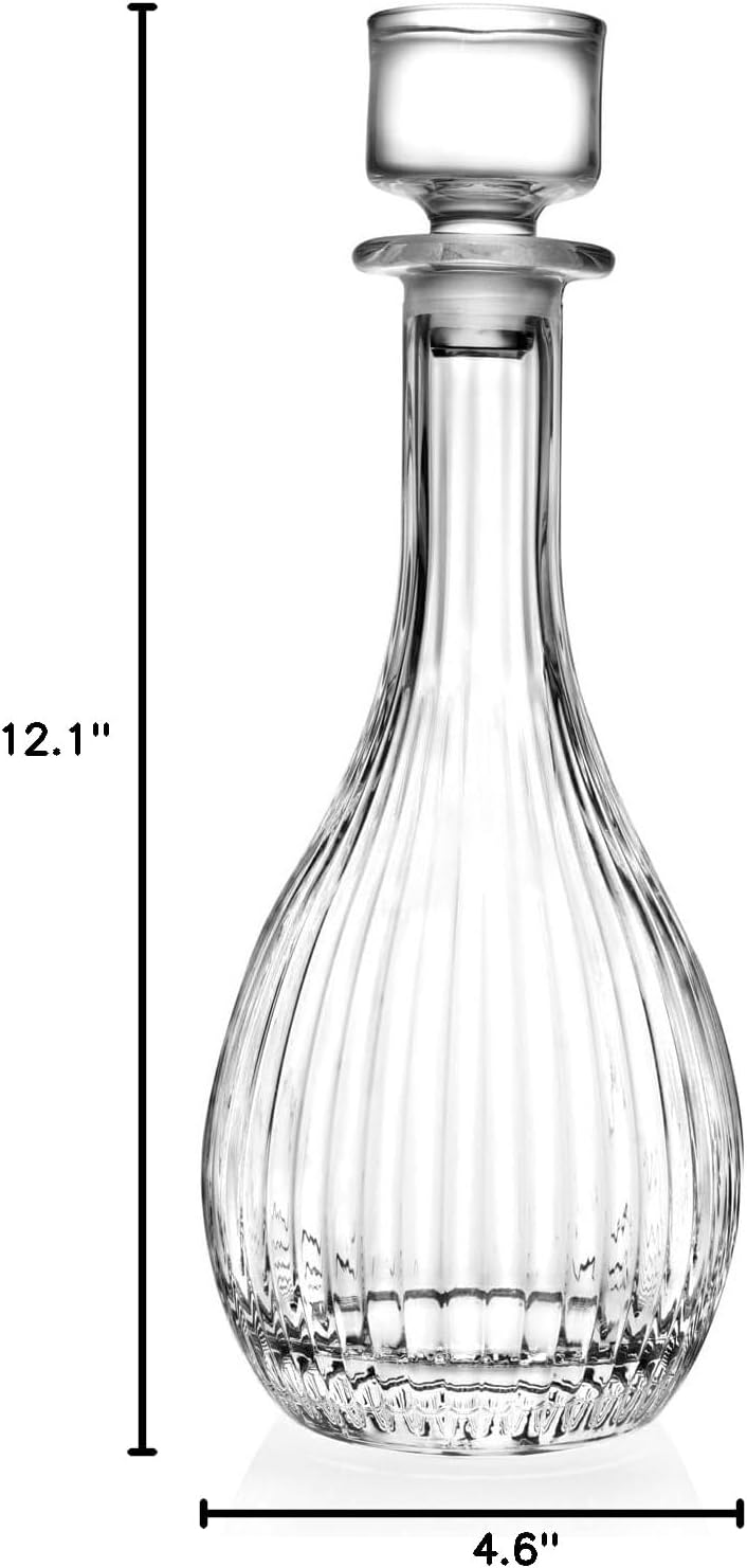 Glass Wine Decanter with Stopper - Carafe - for Red - White - Wine - Crystal Glass 30 Oz. - Made in Europe - by Barski