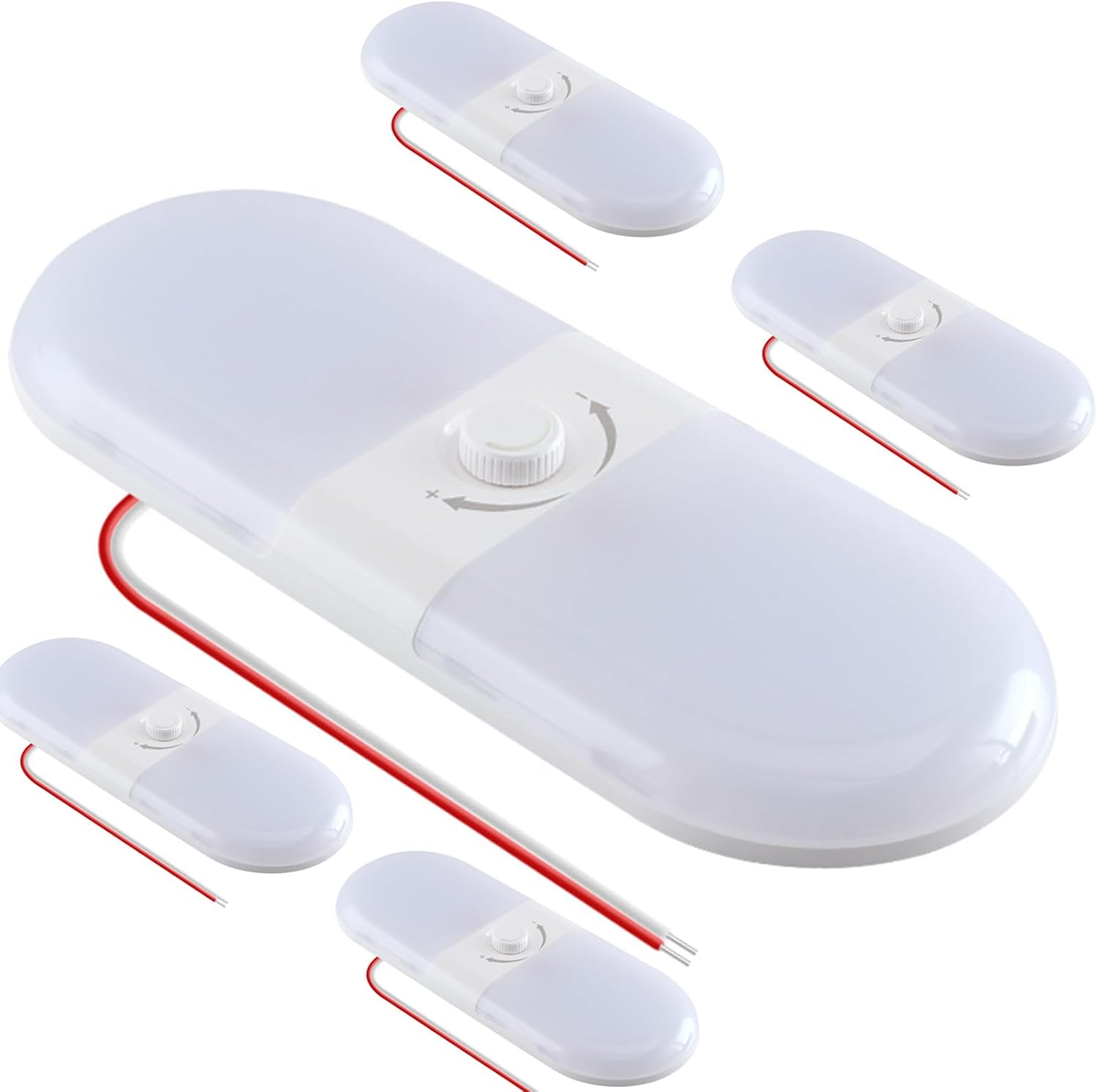 5 Packs Oval RV Ceiling Light，12V 24V LED 3 Color Temp Dome Lights with Stepless Dimming Oval Reading Interior Lamp Fixture for Camper Trailer Car Yacht Boat Indoor Lighting