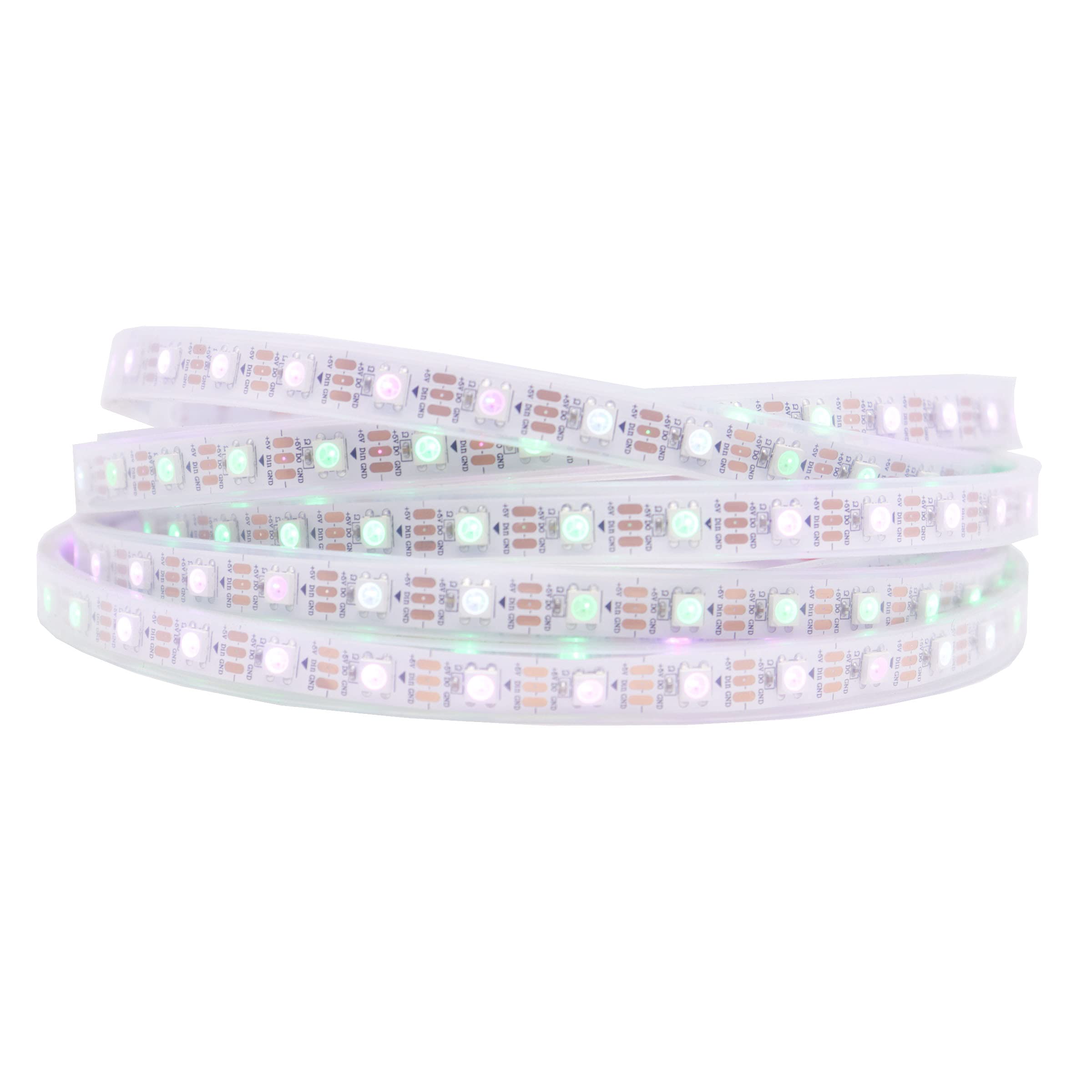LOAMLIN LED Streifen WS2812B 5M 60 LEDs/m, RGB-IC Magische Farbe Programmierbar Led 300Pixels, Flexibler Individuell Adressierbar 5050 SMD Led Strip, Weiß Platine, Wasserdicht IP67
