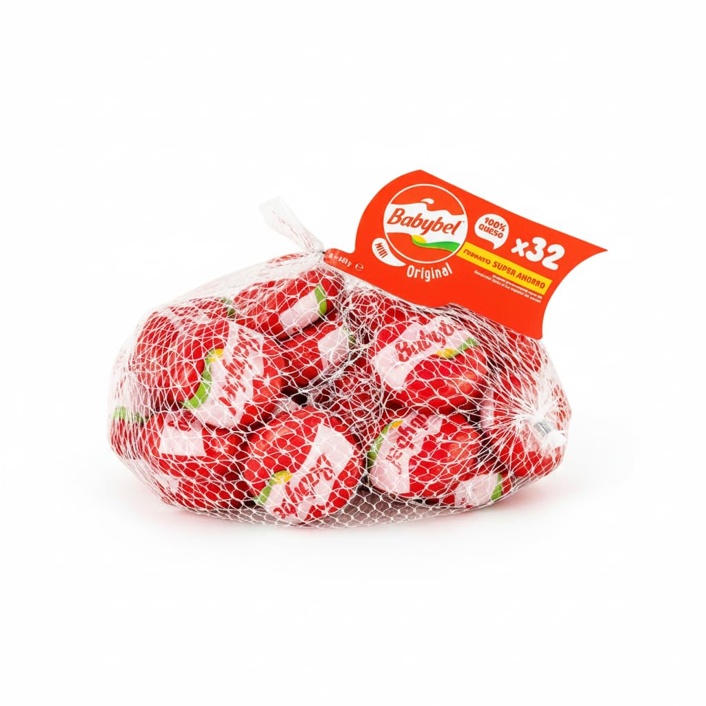 Queso Mini de Vaca 100% Natural - Formato Súper Ahorro 32 Unidades (640g), Snack Saludable sin Lactosa y sin Gluten - Mini Babybel Original - Rico en Calcio y Proteínas para Toda la Familia - NEXU