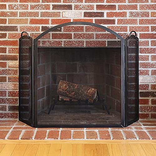 Protector de fuego vintage valla de chimenea de 3 paneles para evitar quemaduras y chispas 4