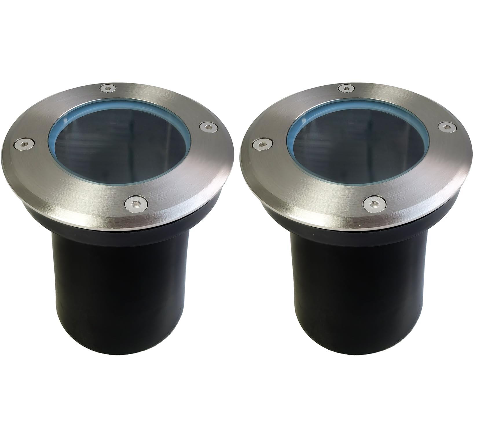 EBION Outdoor Ground Lights,IP67 Waterproof Decking Buried Lights,GU10 Walk Over Round Outdoor Landscape Light for Pathway,Driveway,Deck,Step,Garden,2 Pack