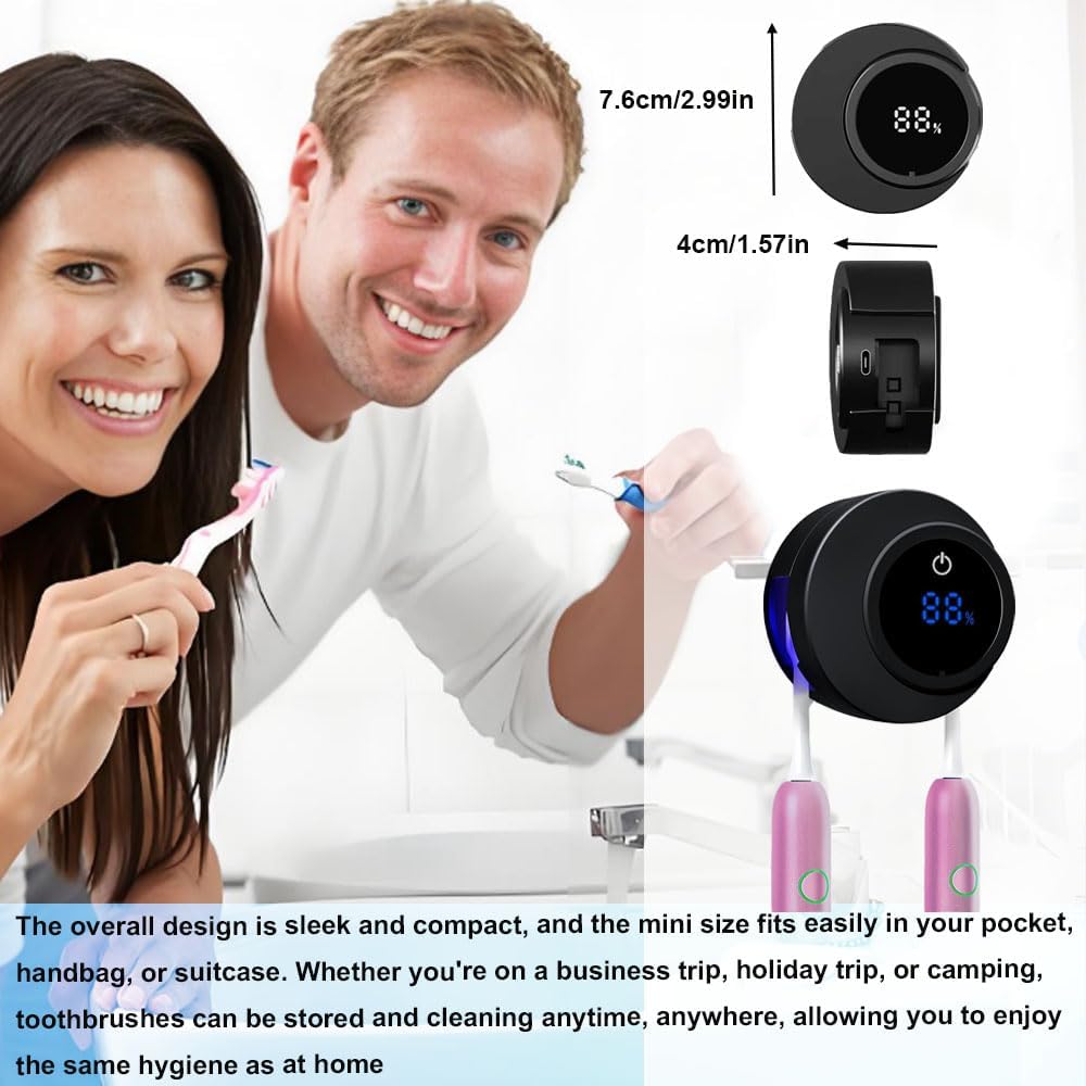 Toothbrush Sterilizer, Wall Mounted Toothbrush Holder, Electric Toothbrush Cleaner for Bathroom, with Auto Inductive Open/Close Cover, Cleaner & Dryer for Home and Travel (Black) - Image 7