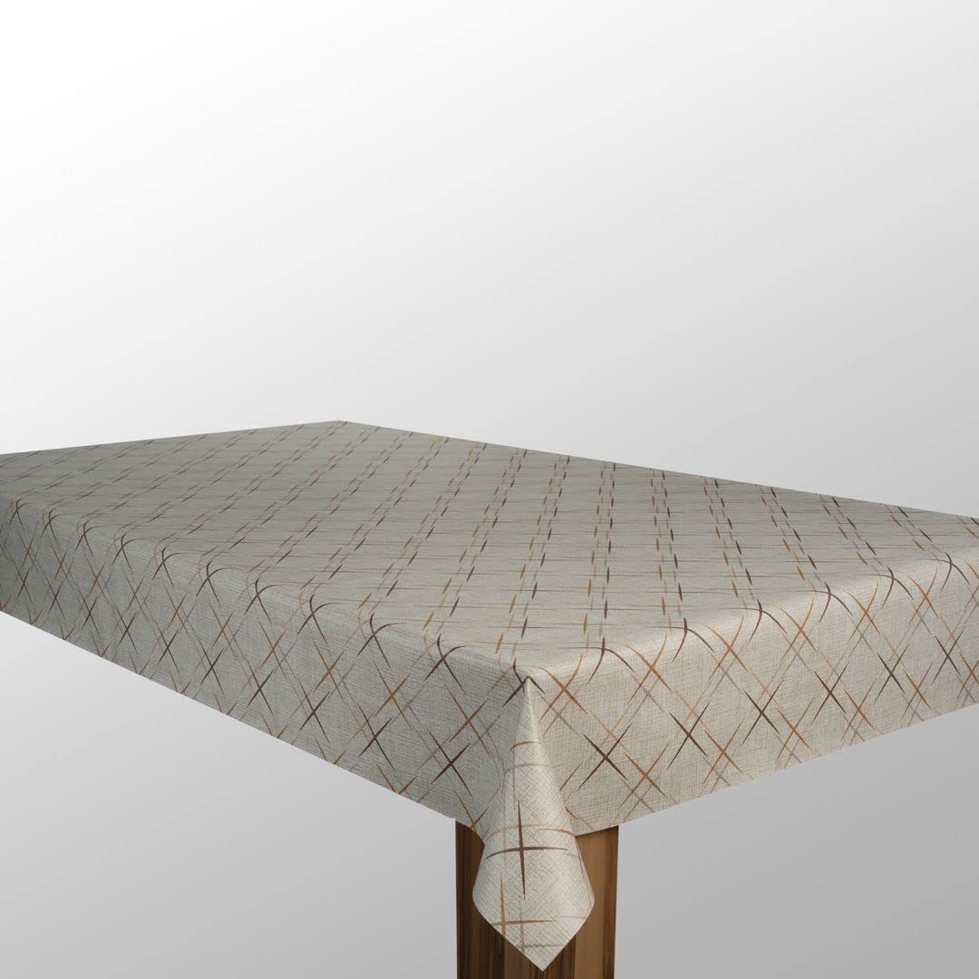 laro Wachstuch-Tischdecke Abwaschbar Wachstischdecke PVC Plastik-Tischdecken Eckig Meterware Abwischbar, Muster:Kreuze Braun Grau, Größe:140x500