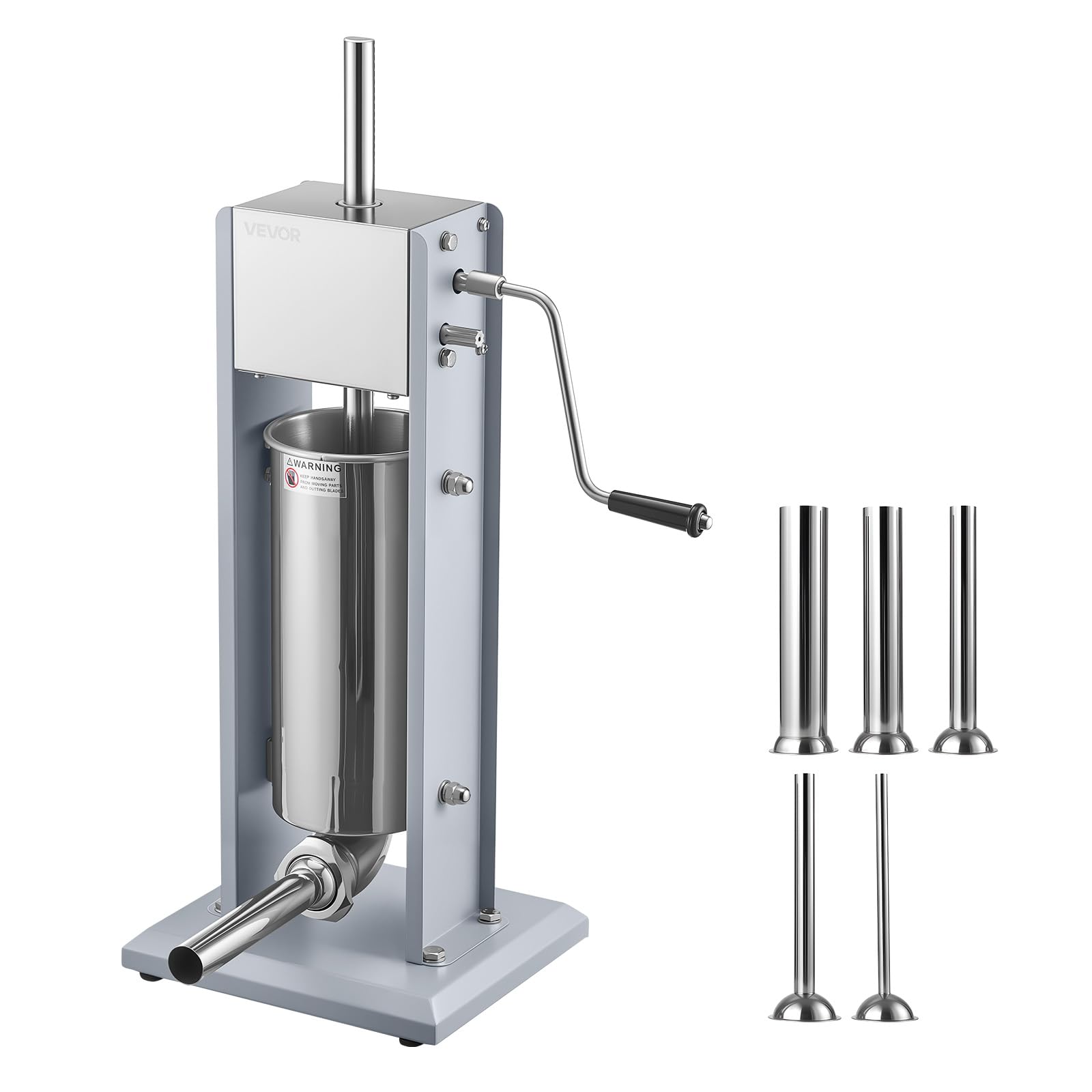 VEVOR Embutidora Manual de Salchichas 5 L, Embutidora Vertical de Mesa de Acero Inoxidable con 5 Tubos de Relleno